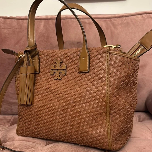 Tory Burch Thea Woven Slouchy Leather Satchel - Picture 4 of 6